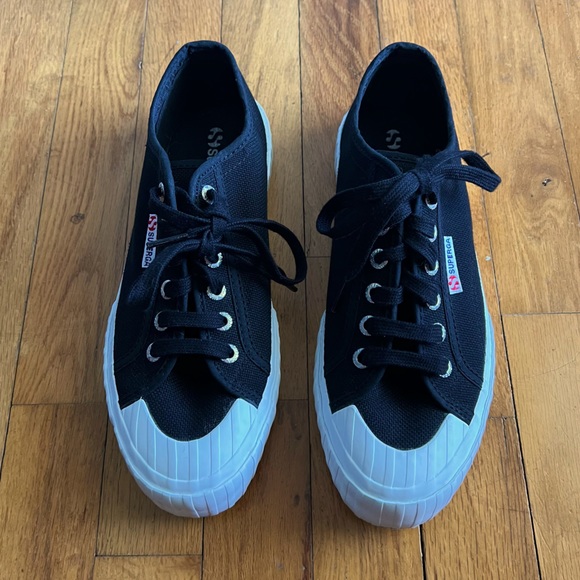 Superga 2630 Stripe Black and White Canvas Sneakers size 8/39 - Picture 5 of 7